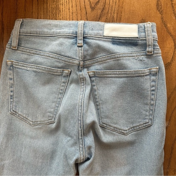 RE/DONE Jeans 90s High Rise Ankle Crop Raw Hem Button Fly Light Wash 25 - Picture 13 of 16
